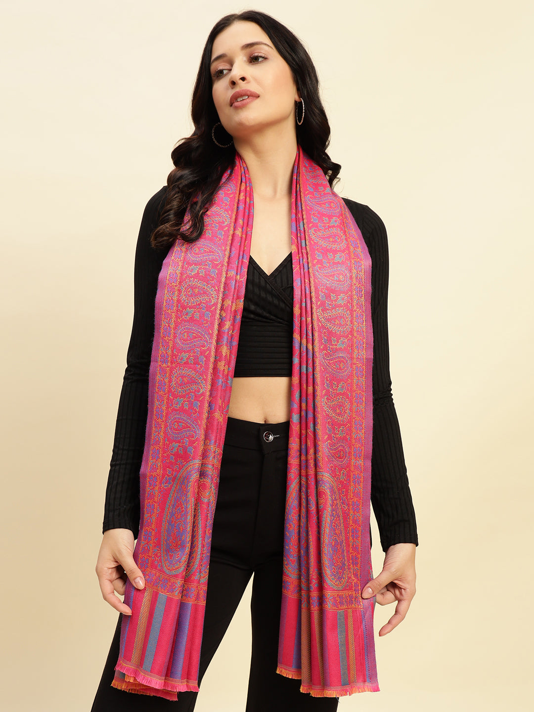 Weavers Villa Women’s Wool Blend Shawl – Lightweight, Warm & Stylish, 100 × 200 CM
