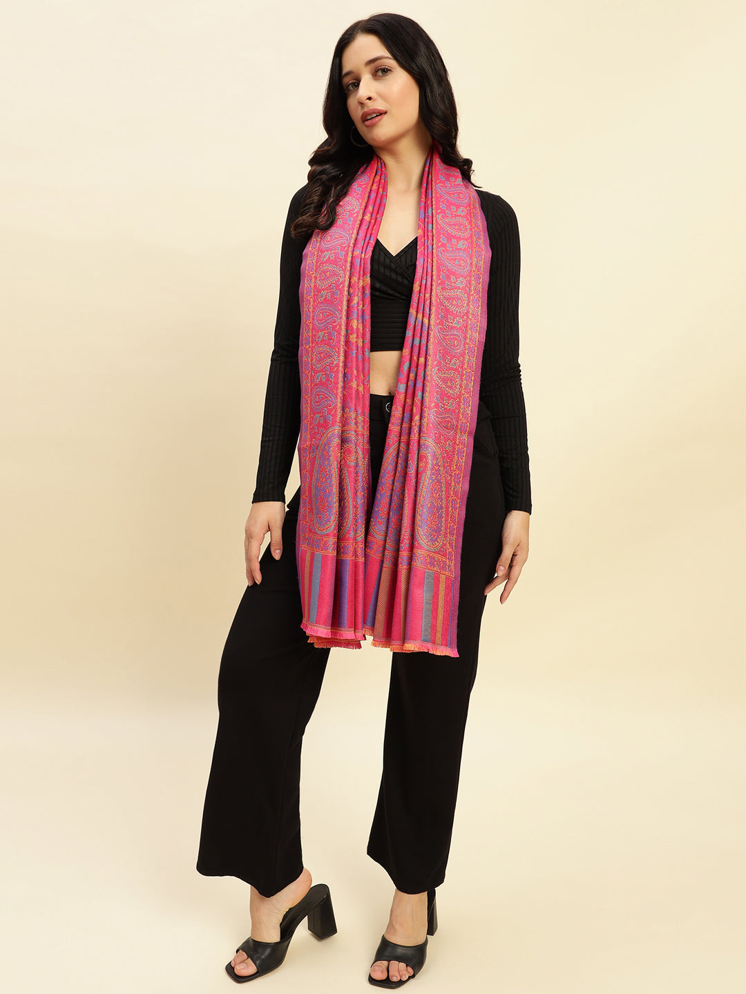 Weavers Villa Women’s Wool Blend Shawl – Lightweight, Warm & Stylish, 100 × 200 CM