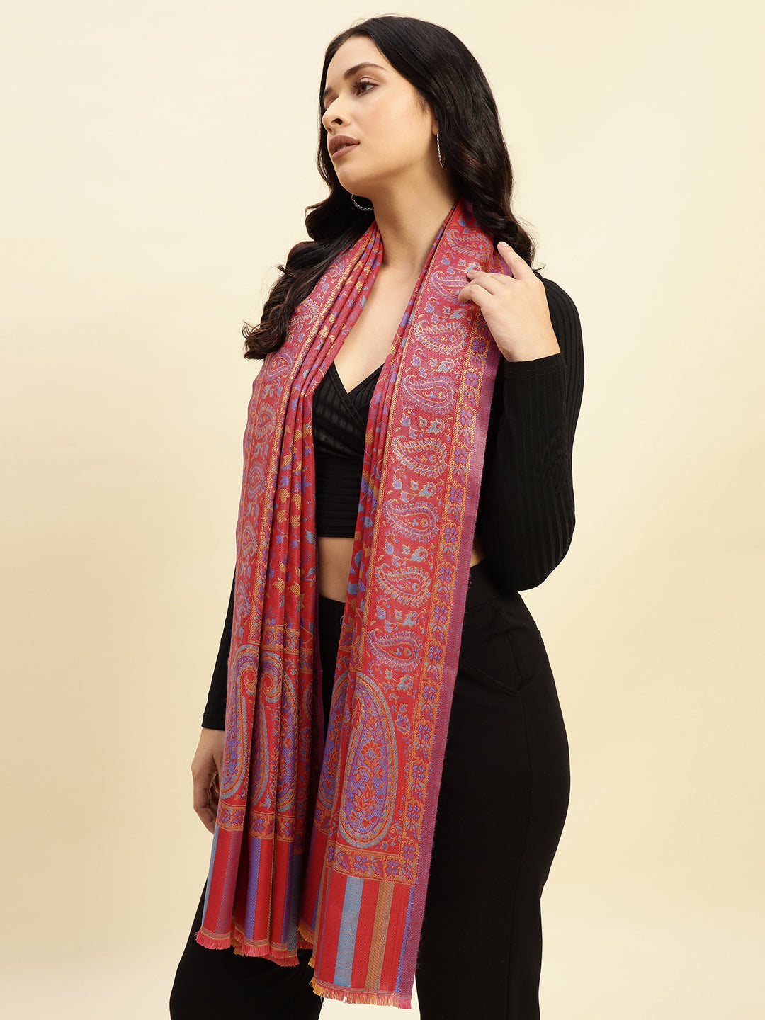 Weavers Villa Women’s Wool Blend Shawl – Lightweight, Warm & Stylish, 100 × 200 CM