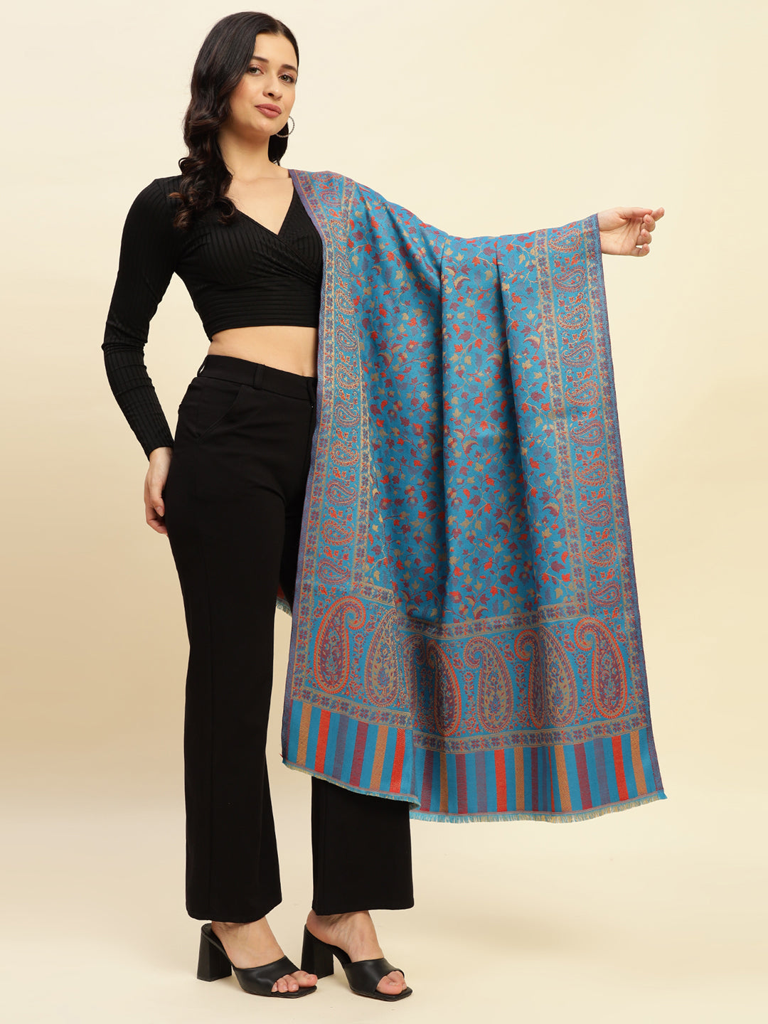 Weavers Villa Women’s Wool Blend Shawl – Lightweight, Warm & Stylish, 100 × 200 CM