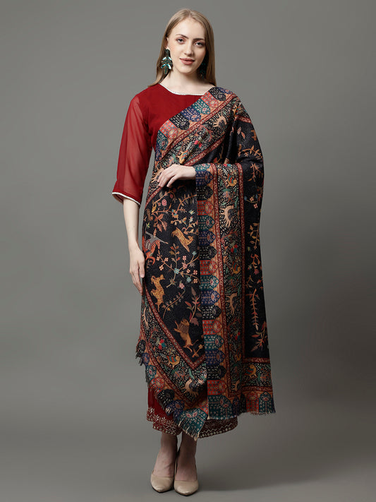 Women's Acro Wool Blend Digital Print Design Woven Shawl