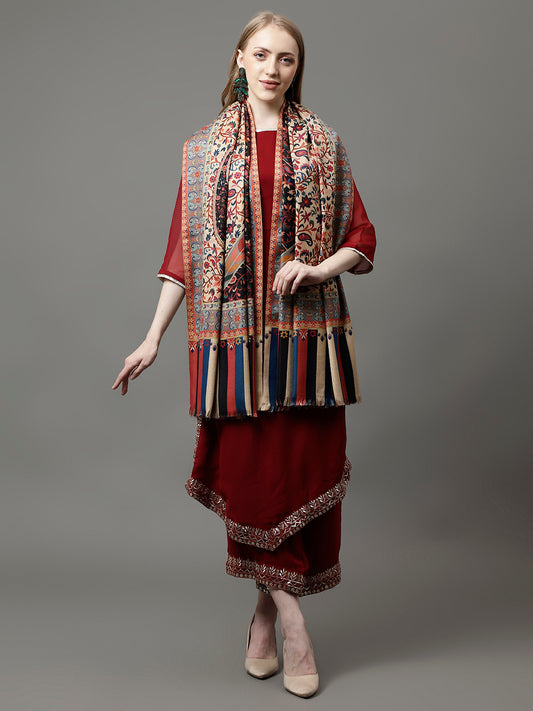 Women's Acro Wool Blend Digital Print Design Woven Shawl