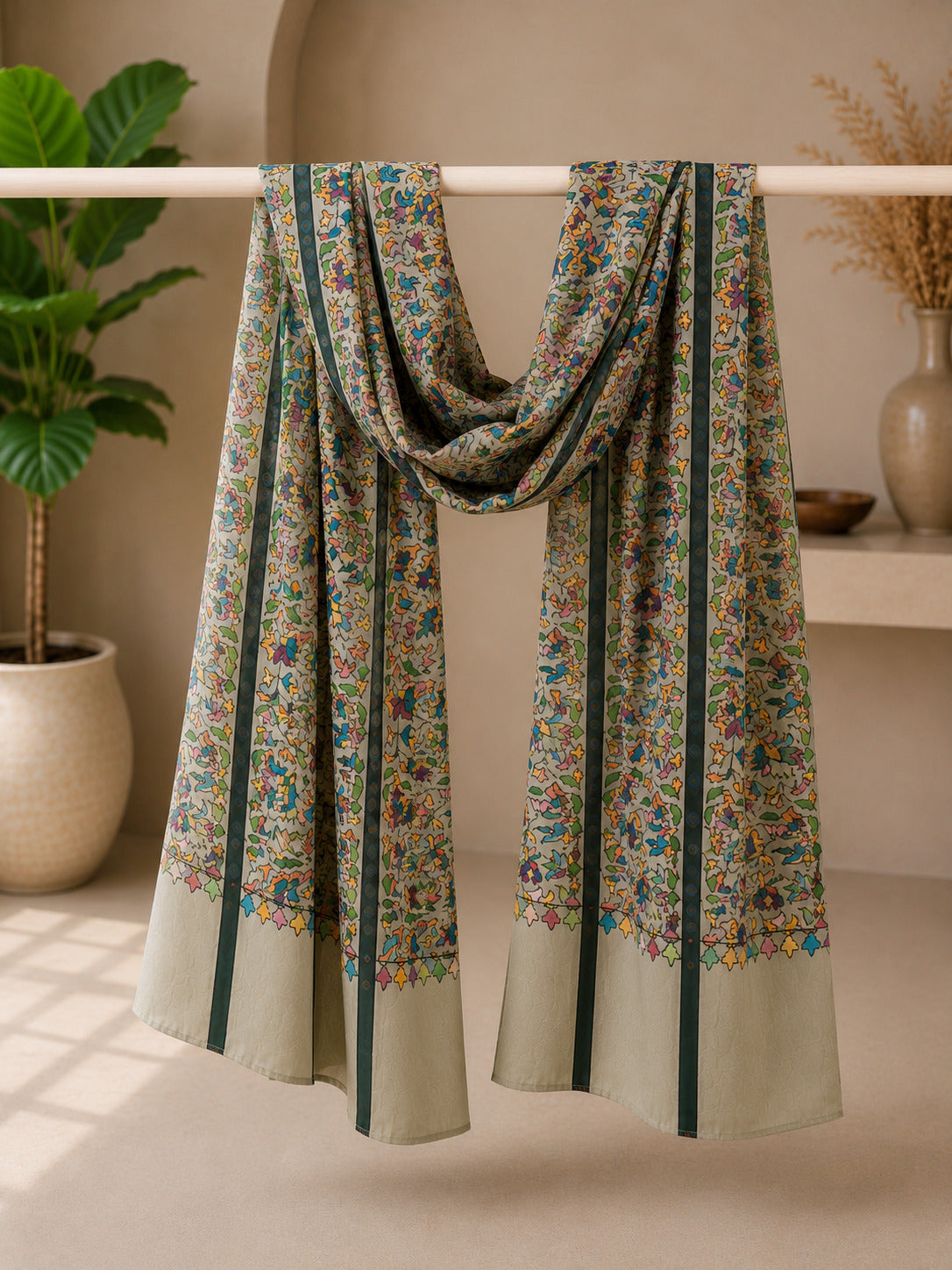 Weavers Villa Luxe Digital Print Modal Stole – Elegance in Every Drape | 28 × 80 Inches