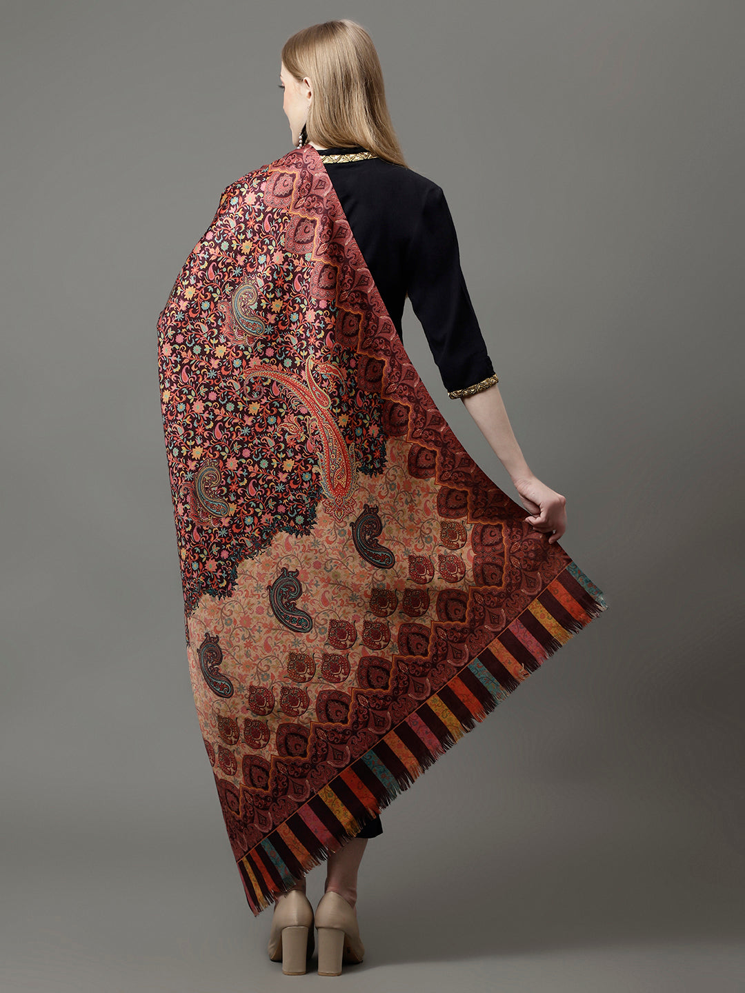 Women's Acro Wool Blend Digital Print Design Woven Shawl