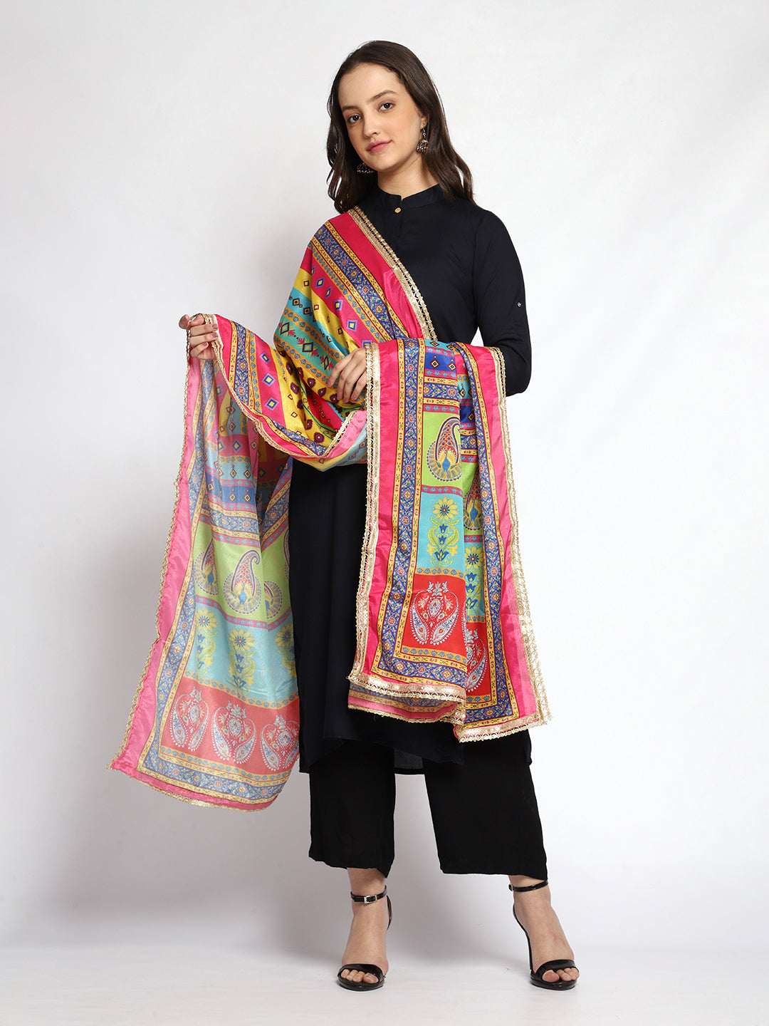 Weavers Villa Women's Poly Silk Digital Graphic Printed Ethnic Dupatta