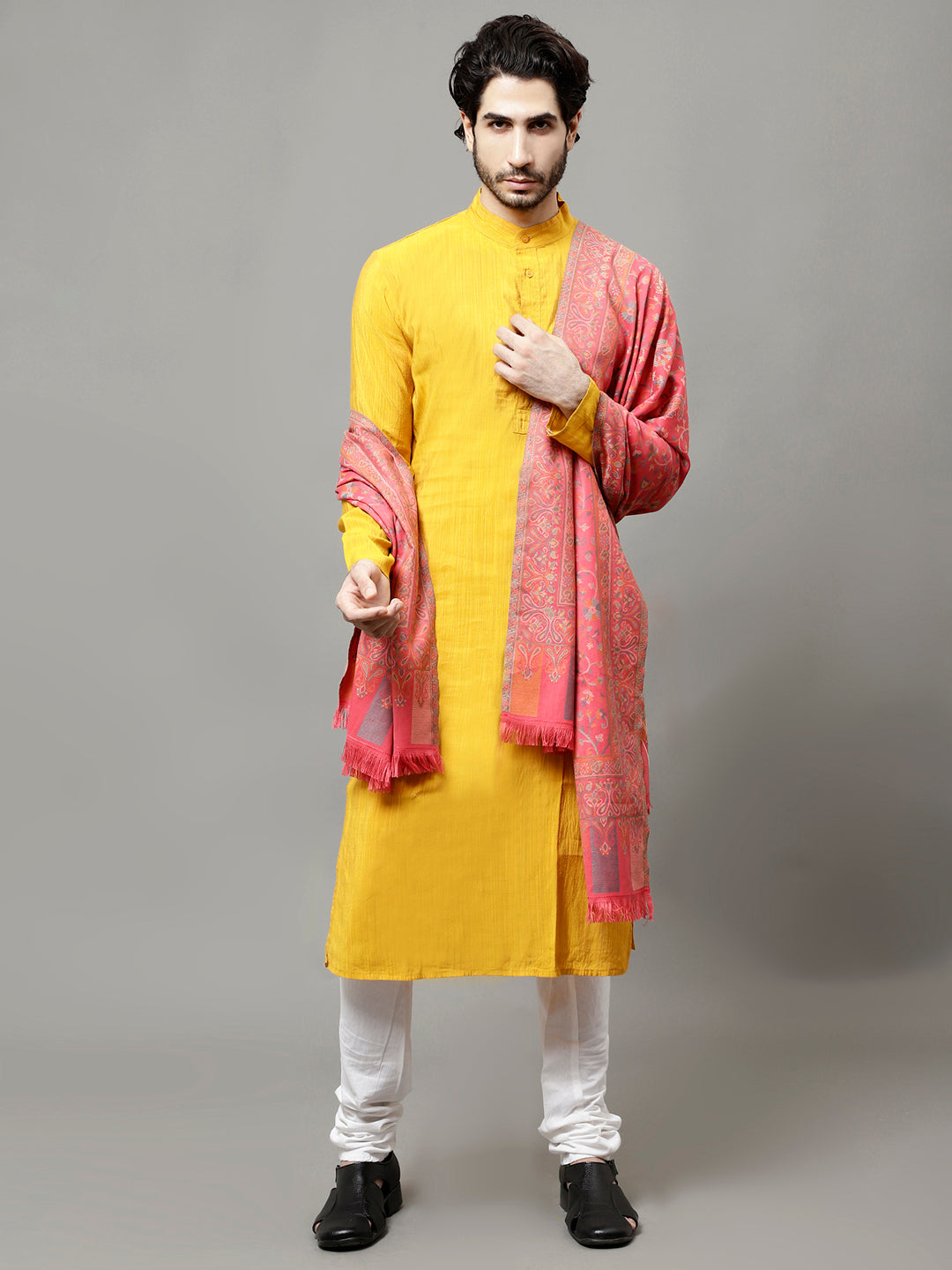 Men's Kalamkari Design Woven Acro Wool Blend Gents Shawl