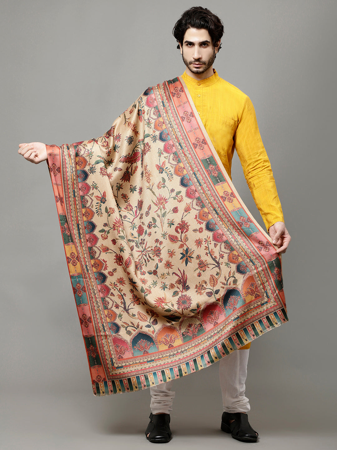 Men's Acro Wool Blend Digital Print Design Woven Shawl