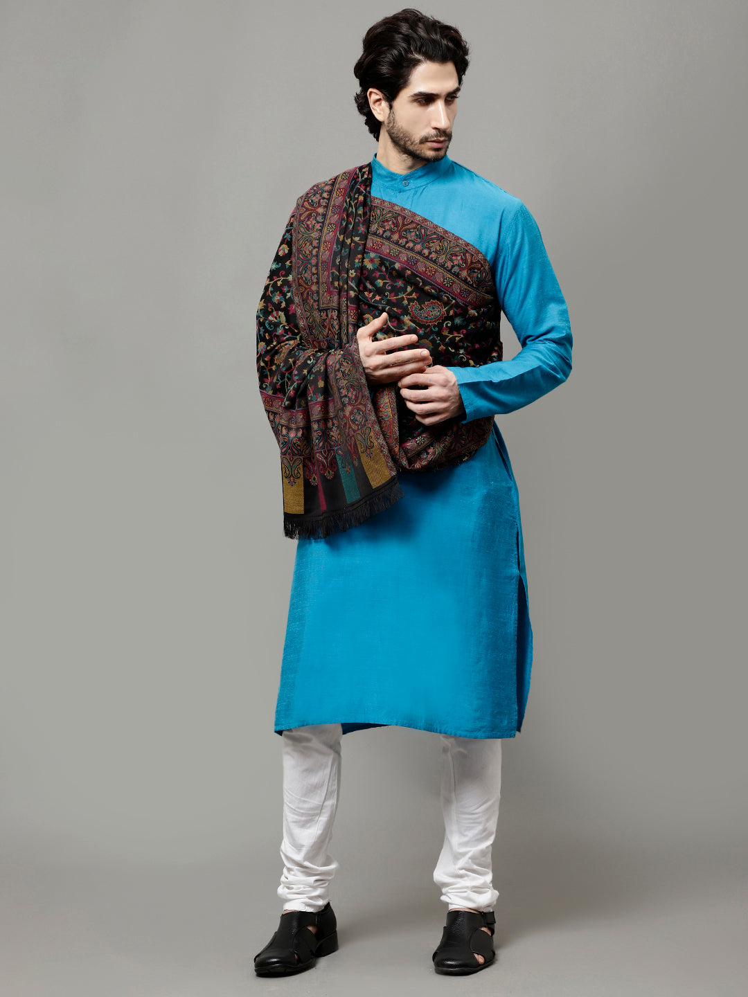 Men's Kalamkari Design Woven Acro Wool Blend Gents Shawl