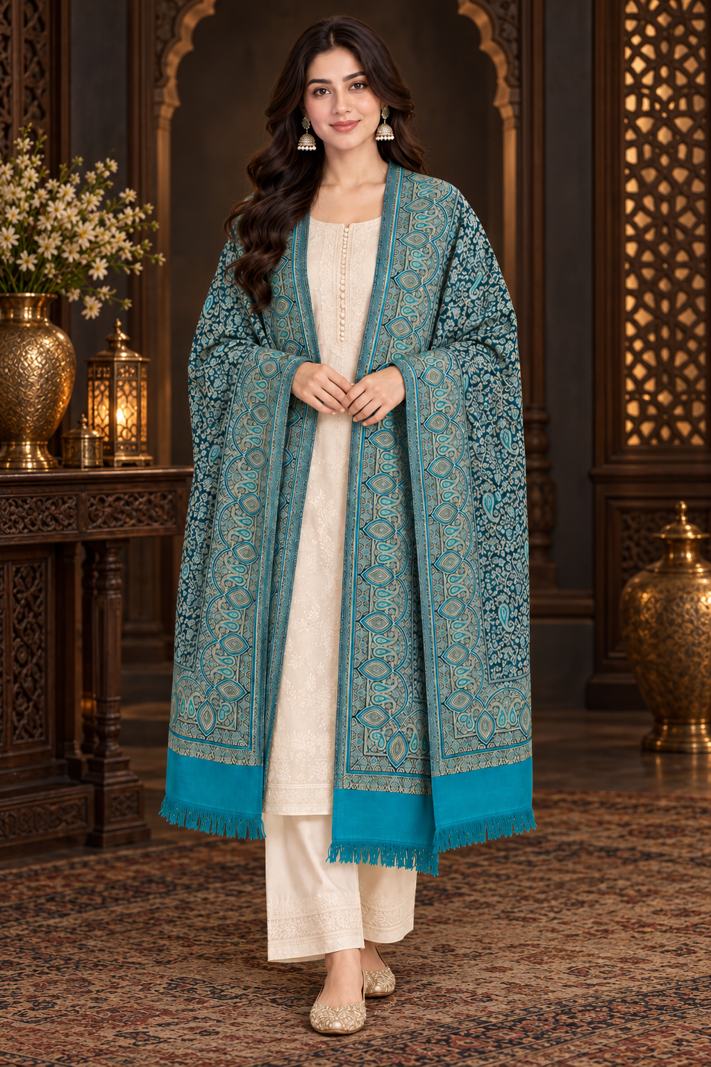 Weavers Villa Women Paisley Woven Stole Soft & Cozy, Lightweight Warmth, Versatile Festive Styling, Reversible Shawl, Viscose Shawl