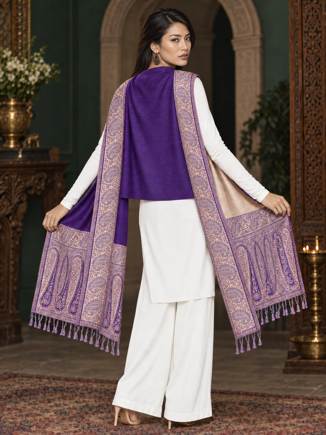 WV-504-PURPLE | Woven stole | Elegant drape 5