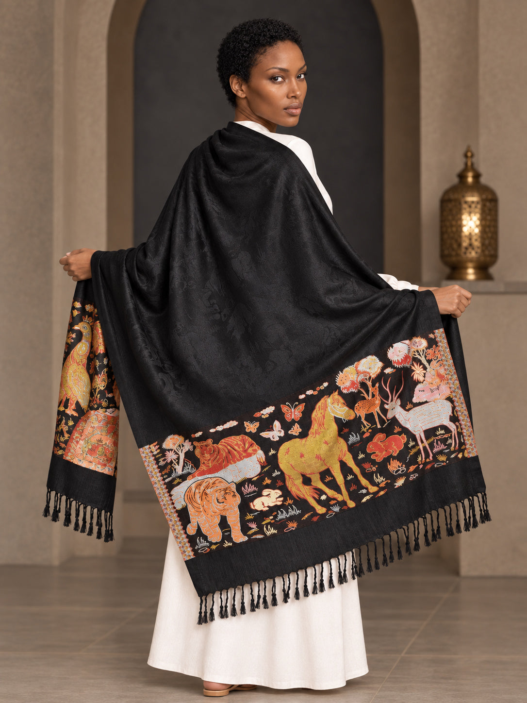 WV-604-BLACK | Woven stole | Elegant drape 5