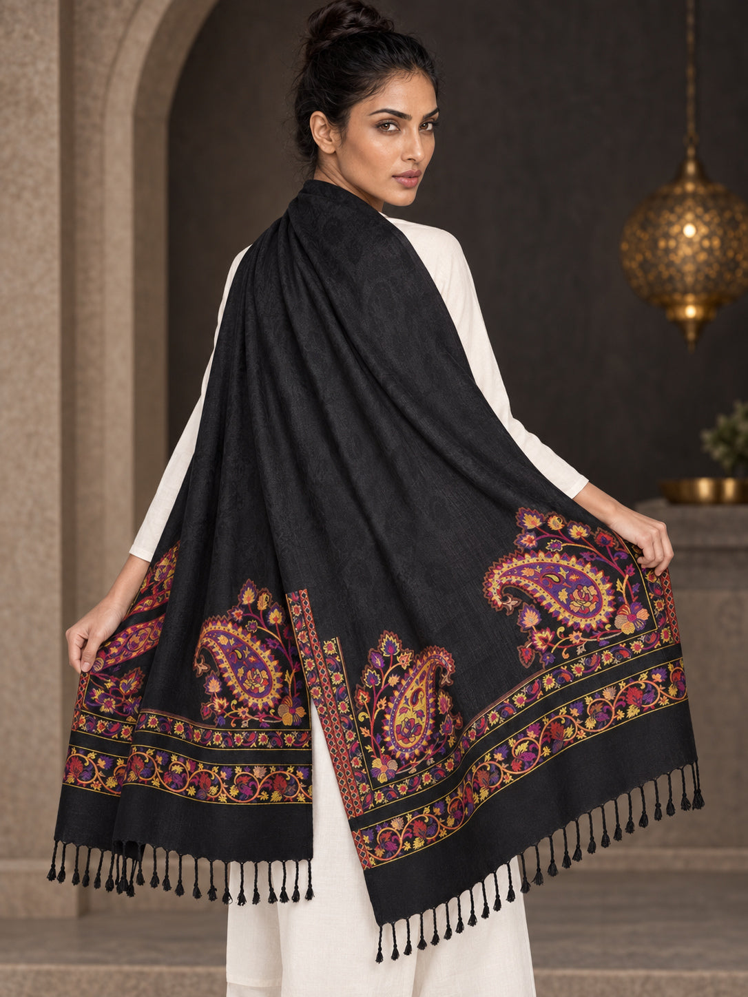 WV-610-BLACK | Woven stole | Elegant drape 5