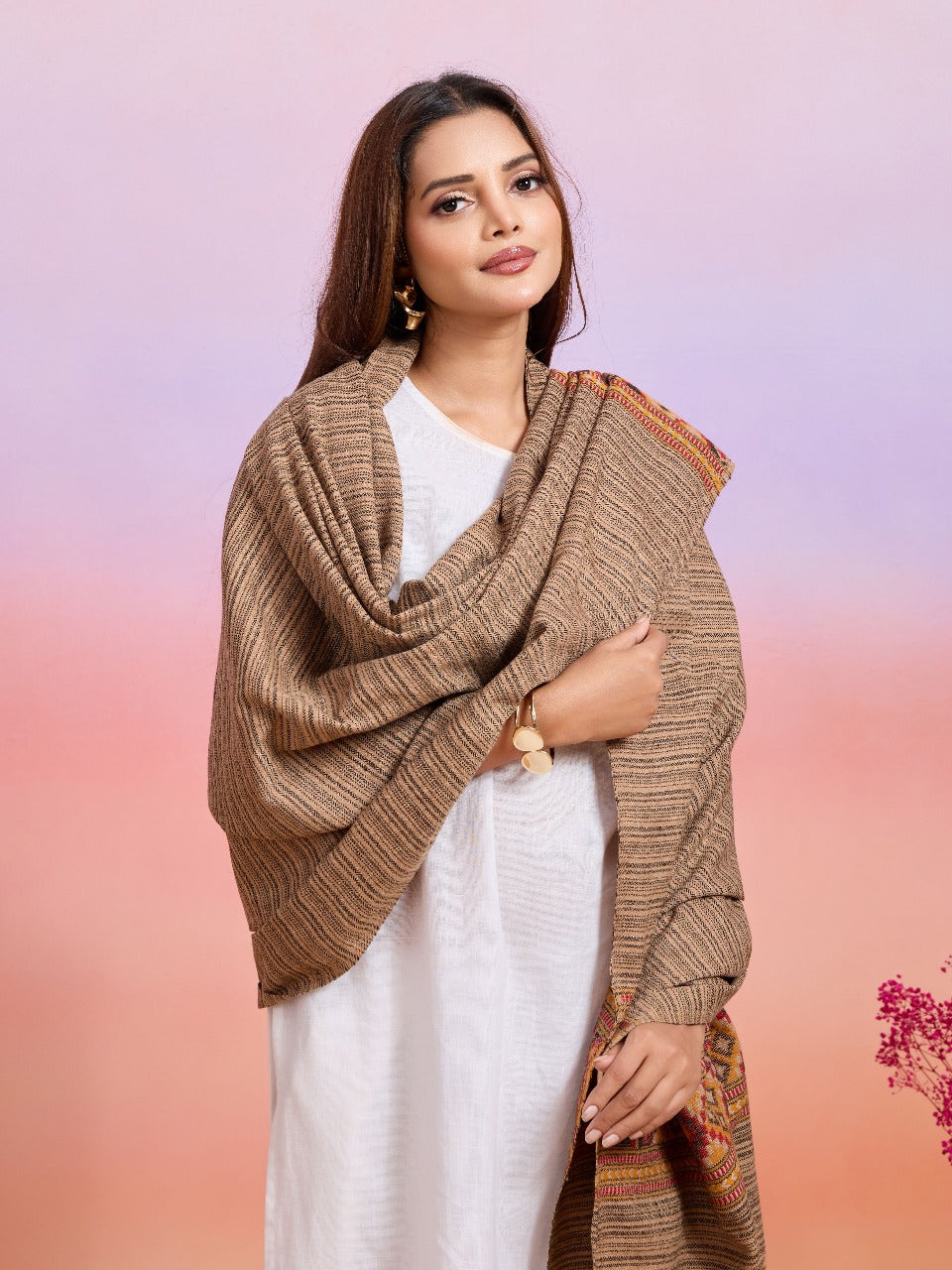 Weavers Villa Women's Kullu Design Woven Shawl