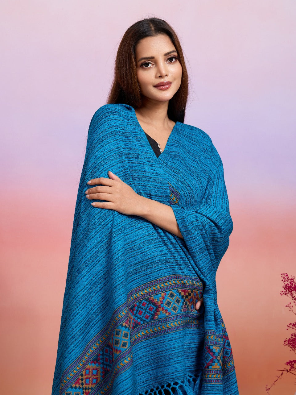 Weavers Villa Women's Kullu Design Woven Shawl