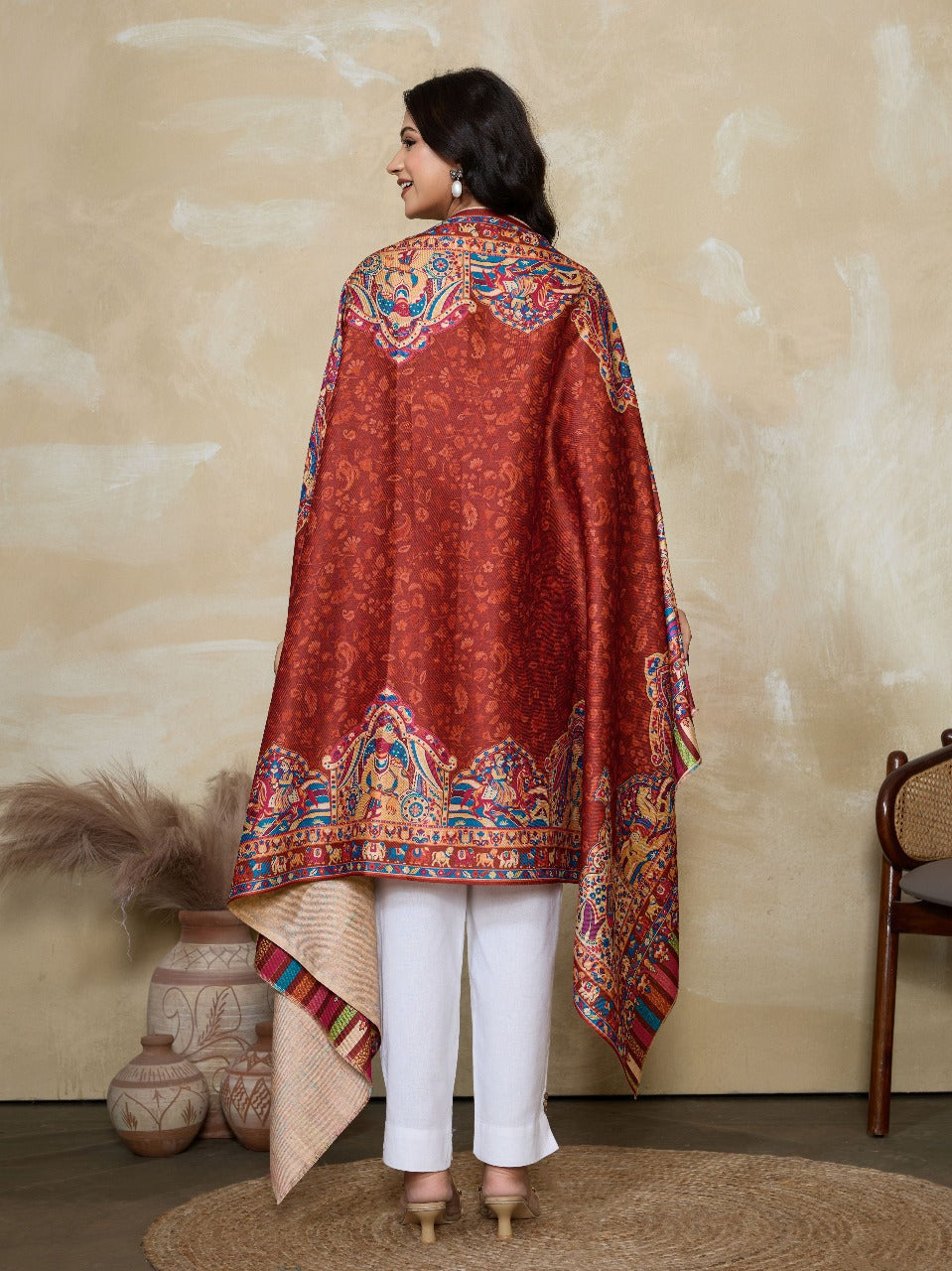 Weavers Villa Women's Digital Print Shawl | Soft Warm Acro Wool Wrap | Ethnic & Modern Printed, Scarf or Stole for Casual & Formal Wear | Winter Shawls for Ladies