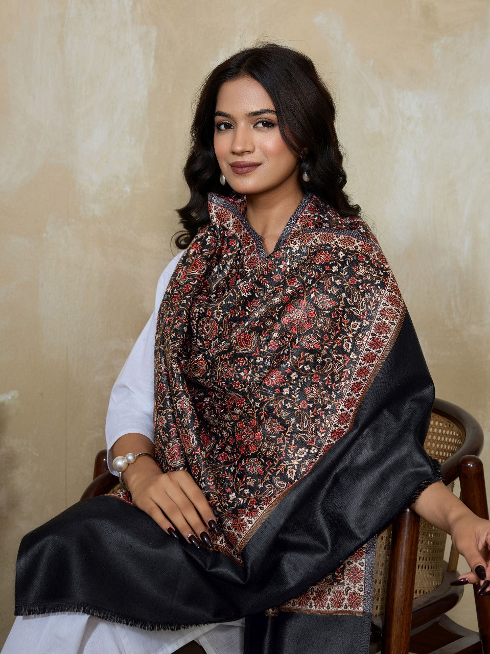 Weavers Villa Women’s Wool Blend Shawl – Lightweight, Warm & Stylish, 100 × 200 CM