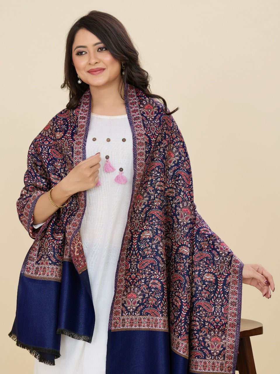 Weavers Villa Women’s Wool Blend Shawl – Lightweight, Warm & Stylish, 100 × 200 CM
