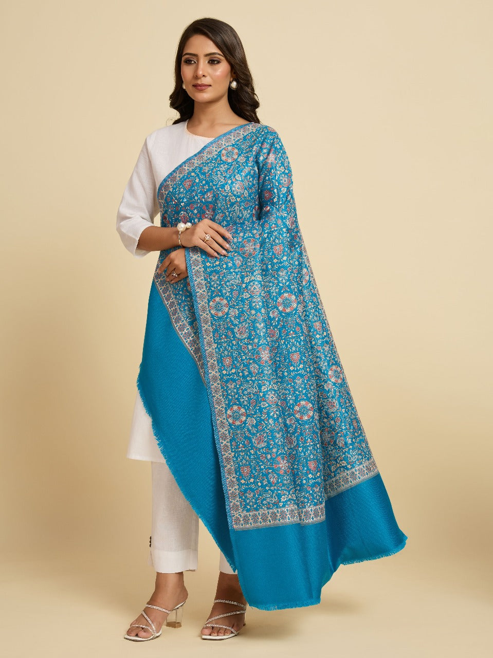 Weavers Villa Women’s Wool Blend Shawl – Lightweight, Warm & Stylish, 100 × 200 CM