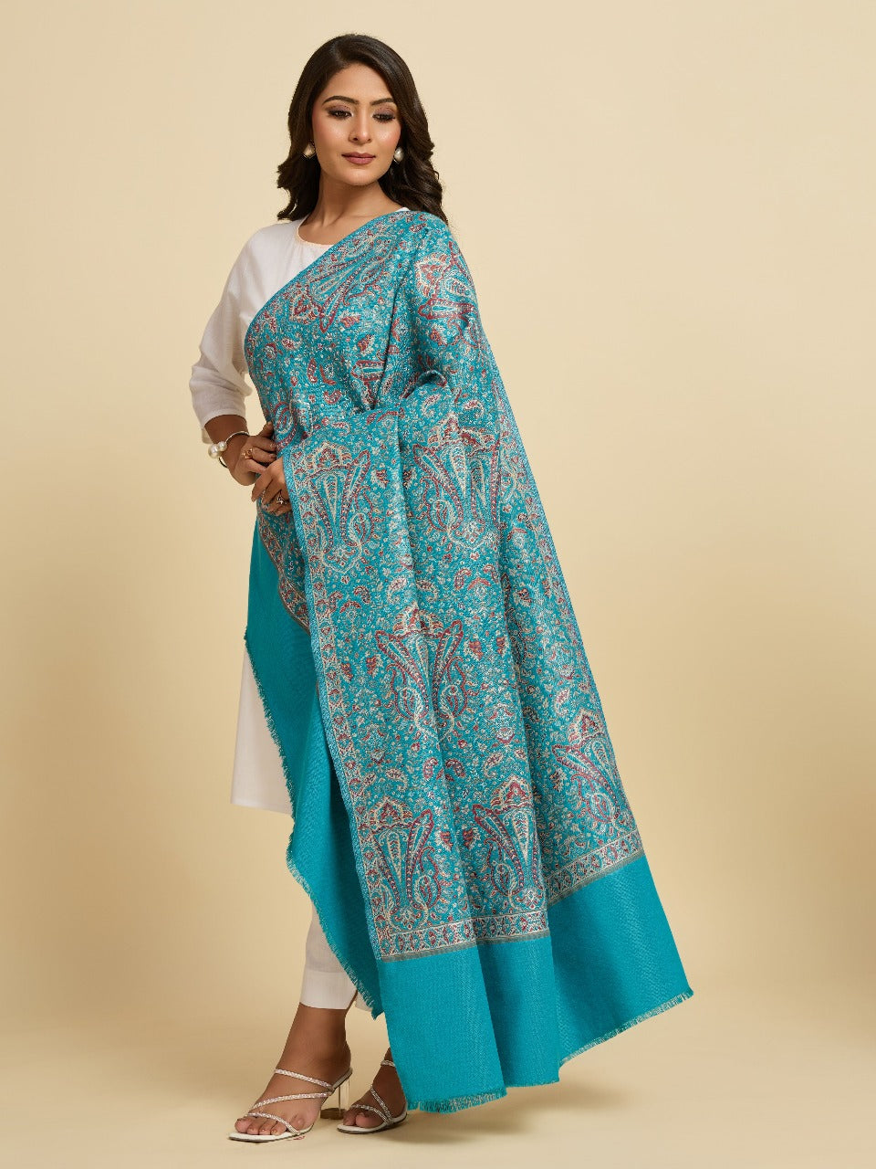Weavers Villa Women’s Wool Blend Shawl – Lightweight, Warm & Stylish, 100 × 200 CM
