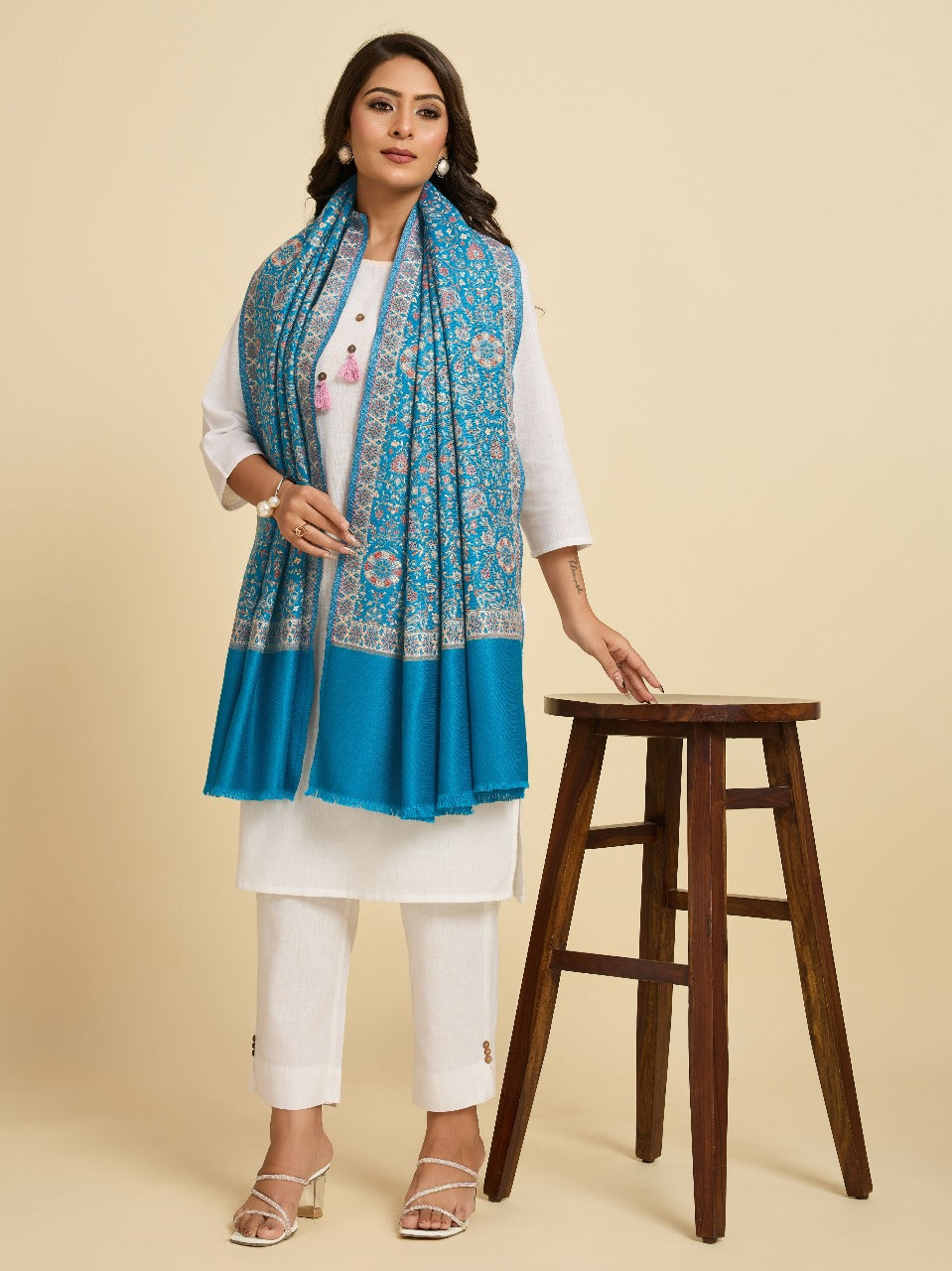 Weavers Villa Women’s Wool Blend Shawl – Lightweight, Warm & Stylish, 100 × 200 CM