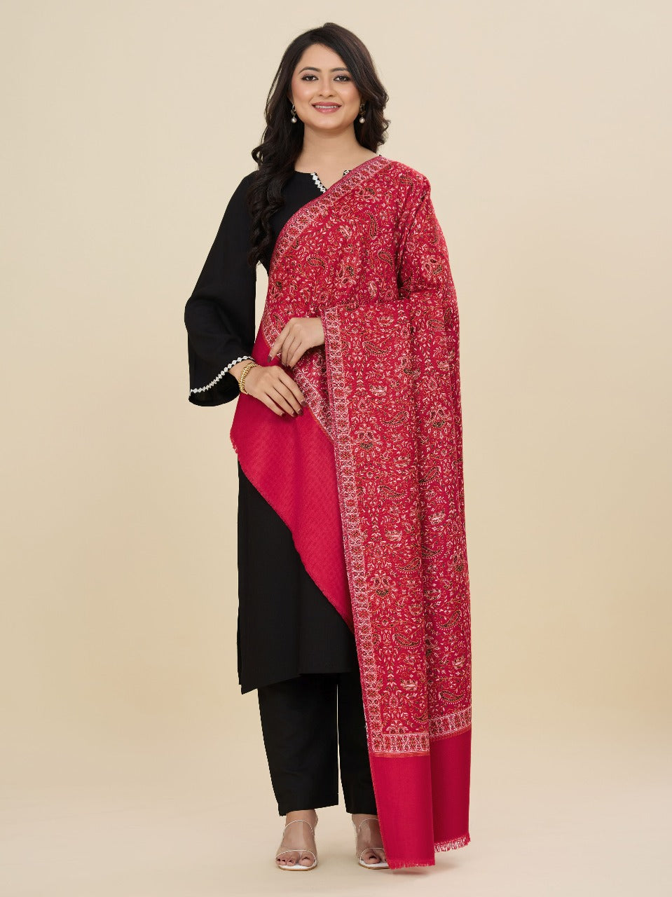 Weavers Villa Women’s Wool Blend Shawl – Lightweight, Warm & Stylish, 100 × 200 CM