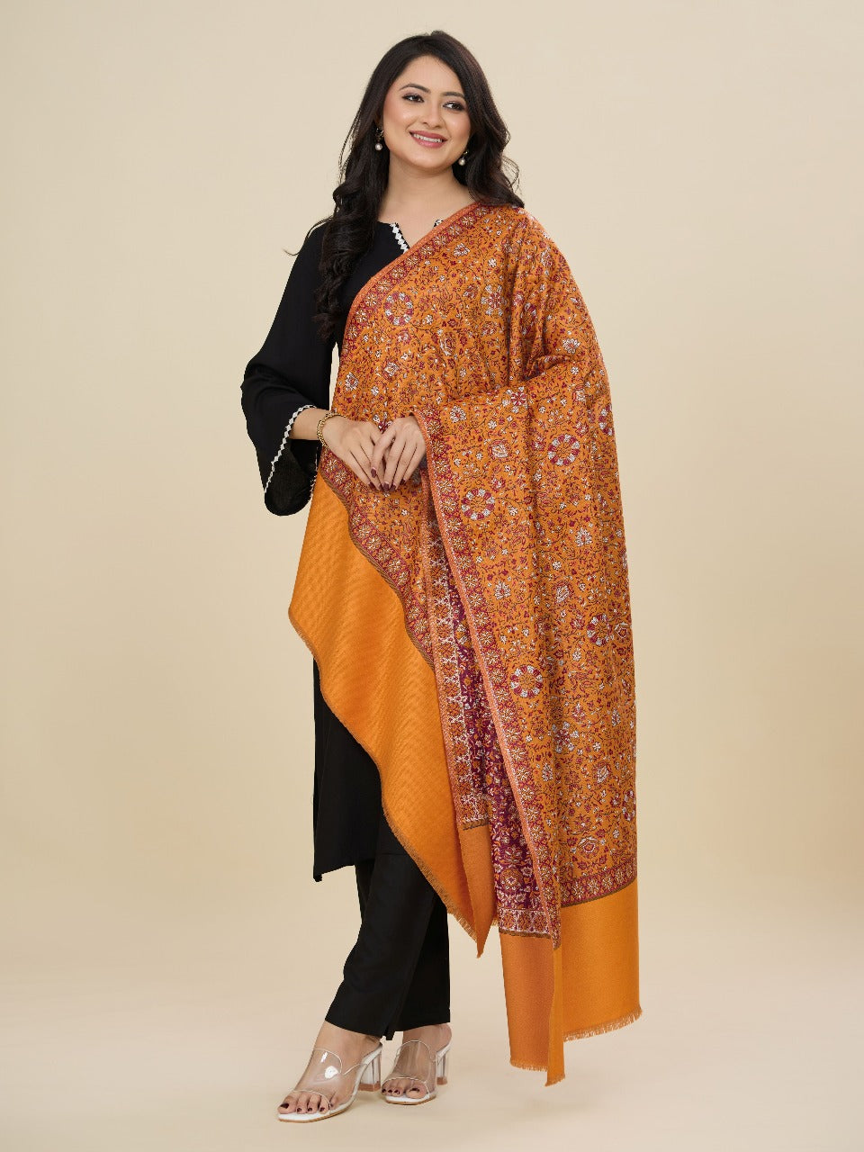 Weavers Villa Women’s Wool Blend Shawl – Lightweight, Warm & Stylish, 100 × 200 CM