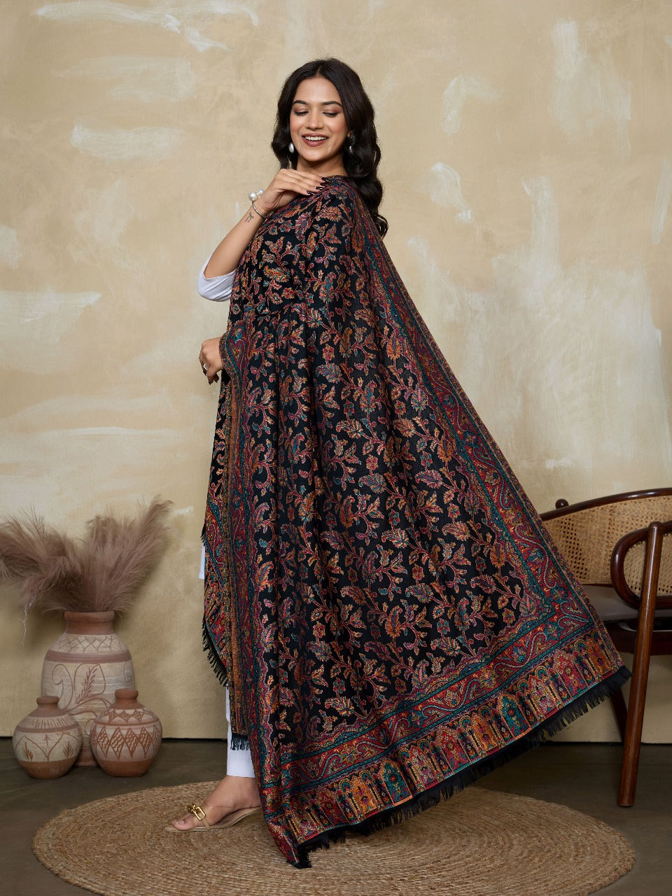 Weavers Villa Women’s Kani Design Wool Shawl – Elegant & Timeless Wrap