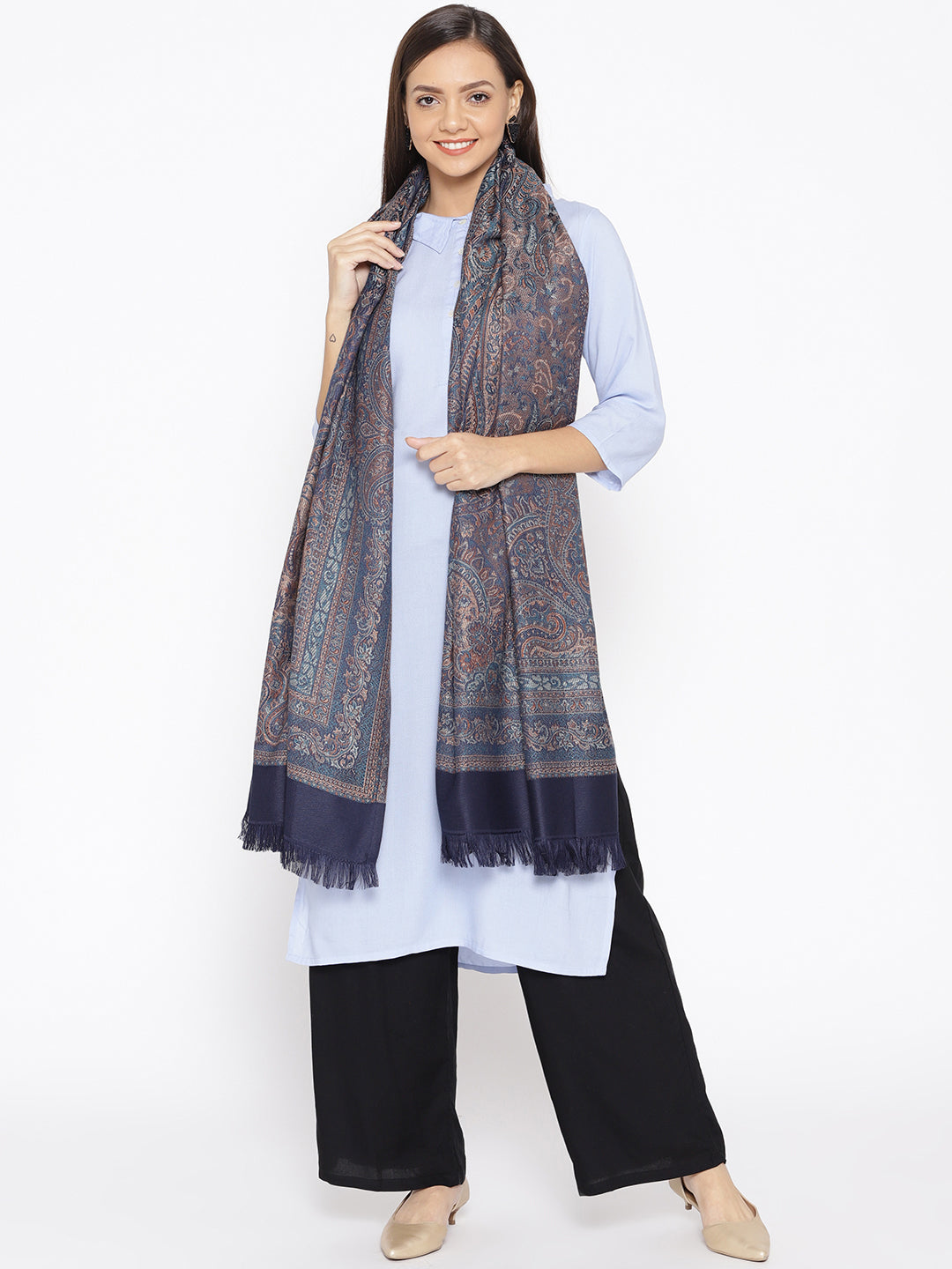 Weavers Villa Woolen Shawl for Women – Paisley Design, Soft & Warm, 100 × 200 CM