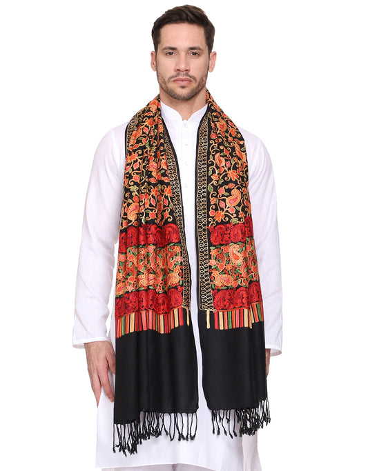 Men's Floral Embroided Cashmilon Shawl