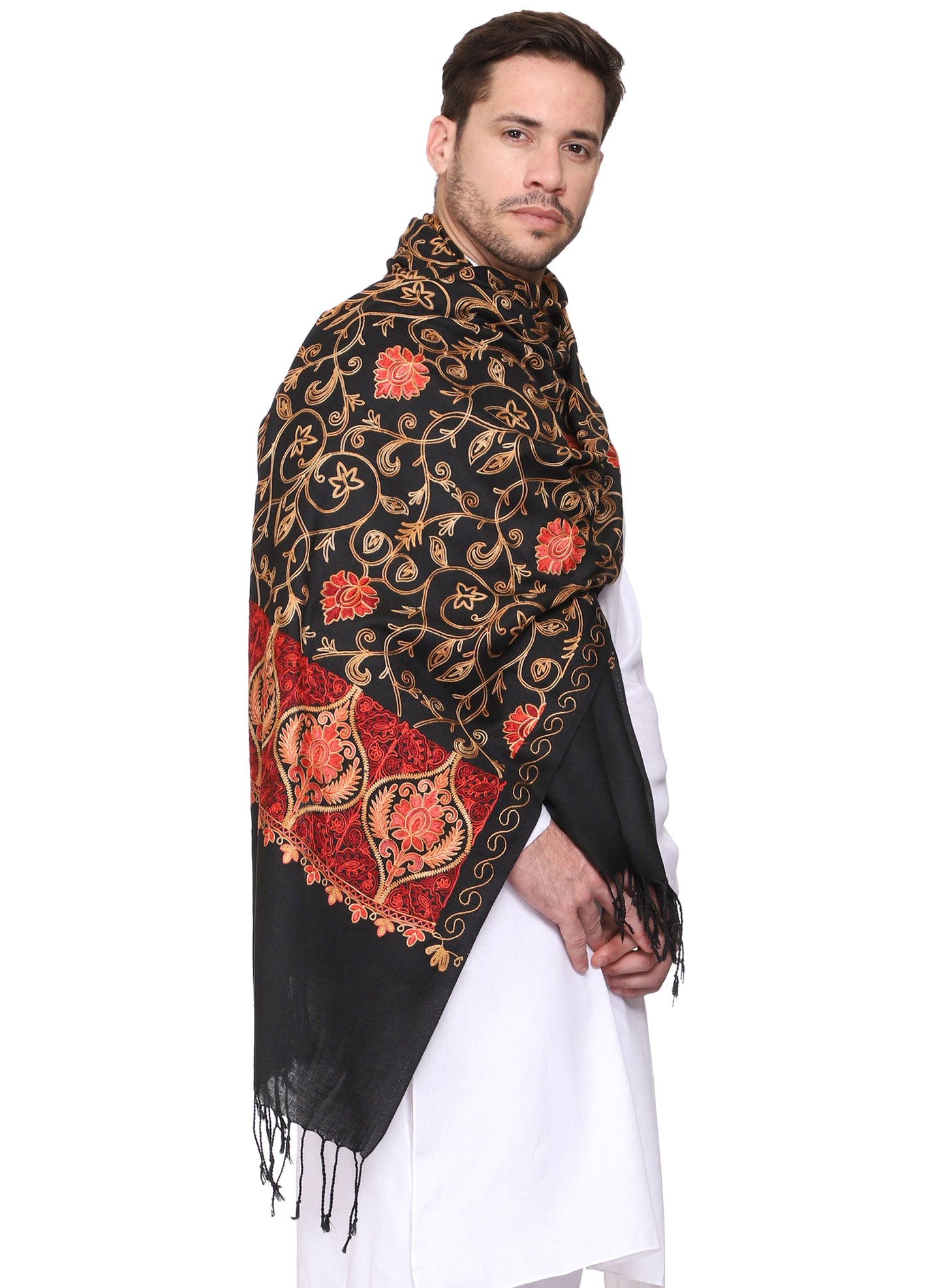 Men's Paisley Embroided Cashmilon Shawl