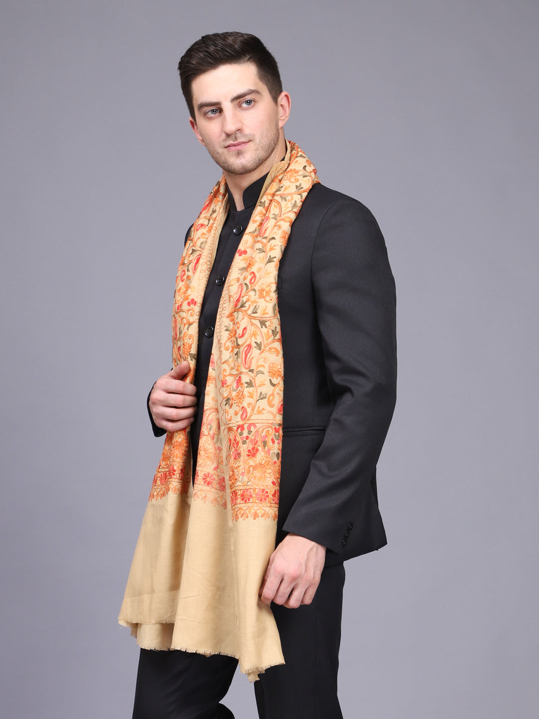 Men's Paisley Embroided Cashmilon Shawl