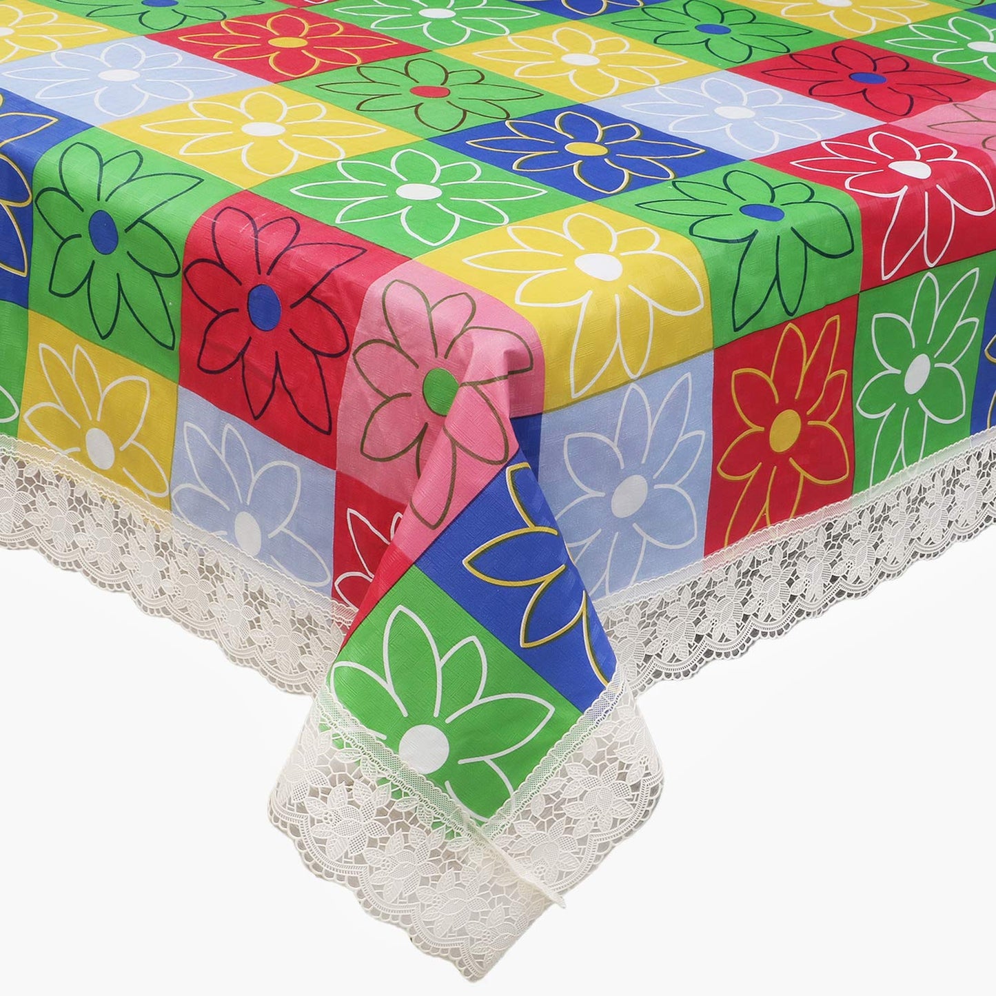 Weavers Villa PVC Floral Rectangular Table Cover for 4 Seater (Red, 40x60 Inches,Cotton, Pack of 1)