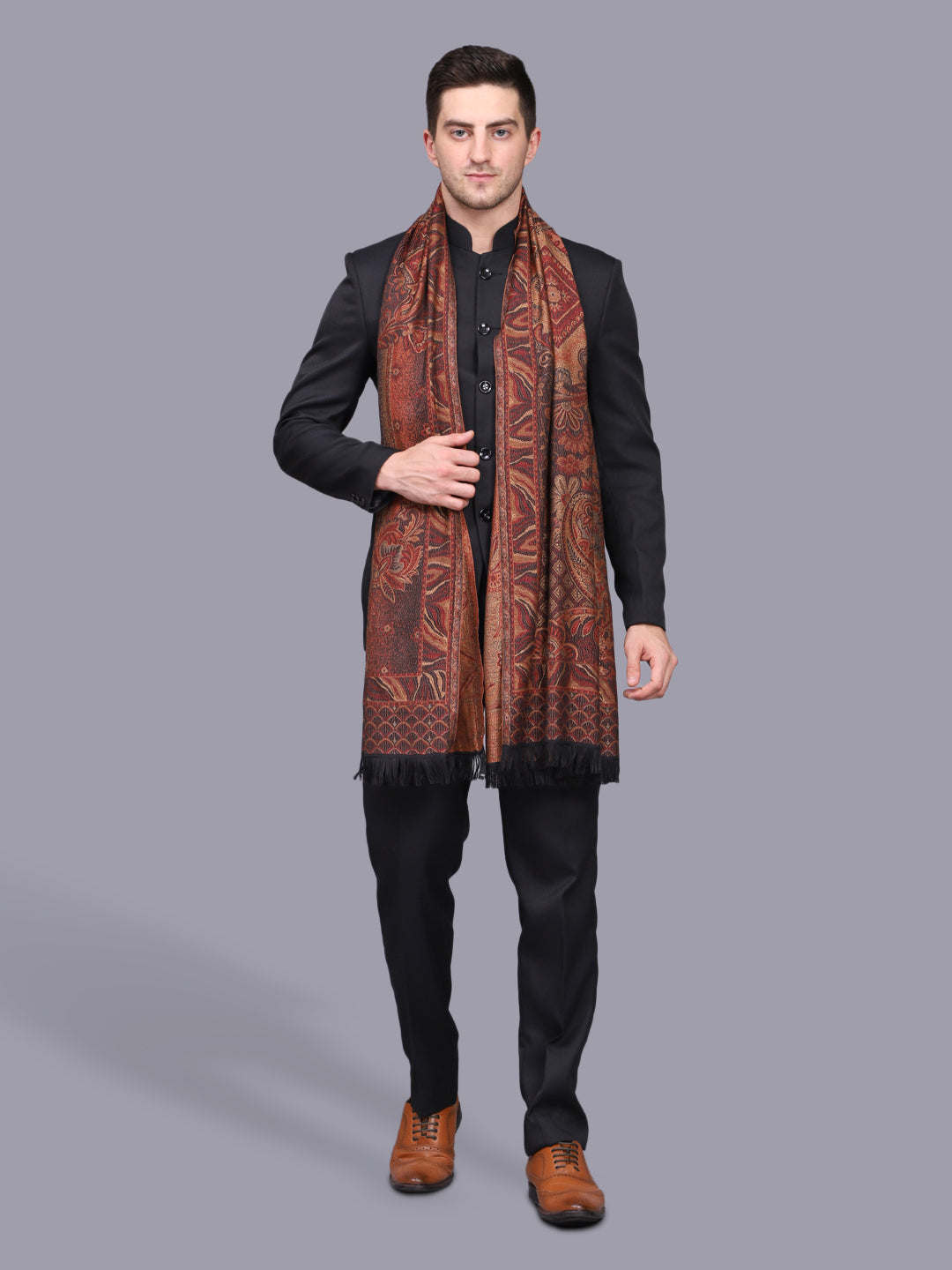 Men's Woven Poly Wool Blend Shawl