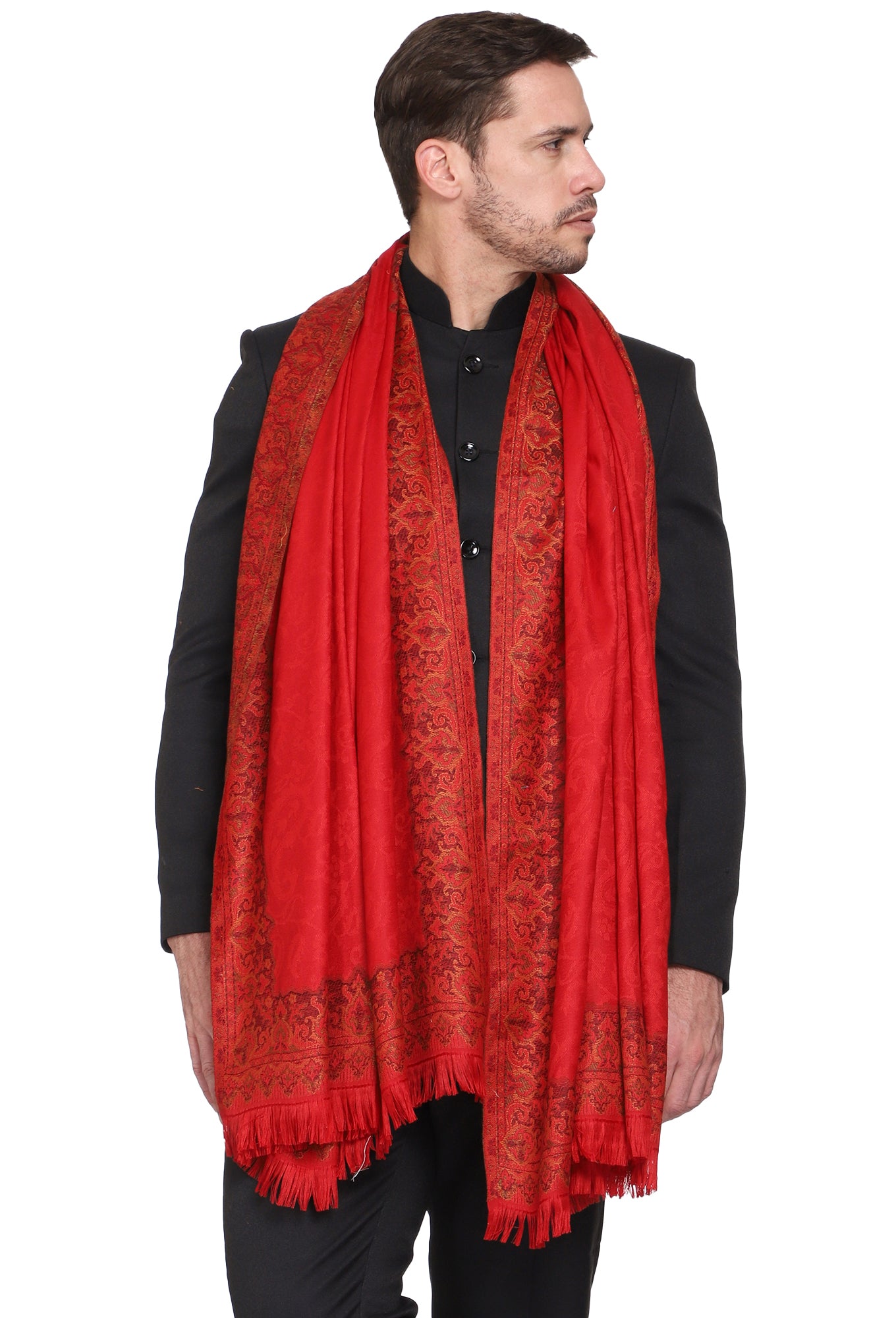 Men's Plain Poly Wool Blend Shawl
