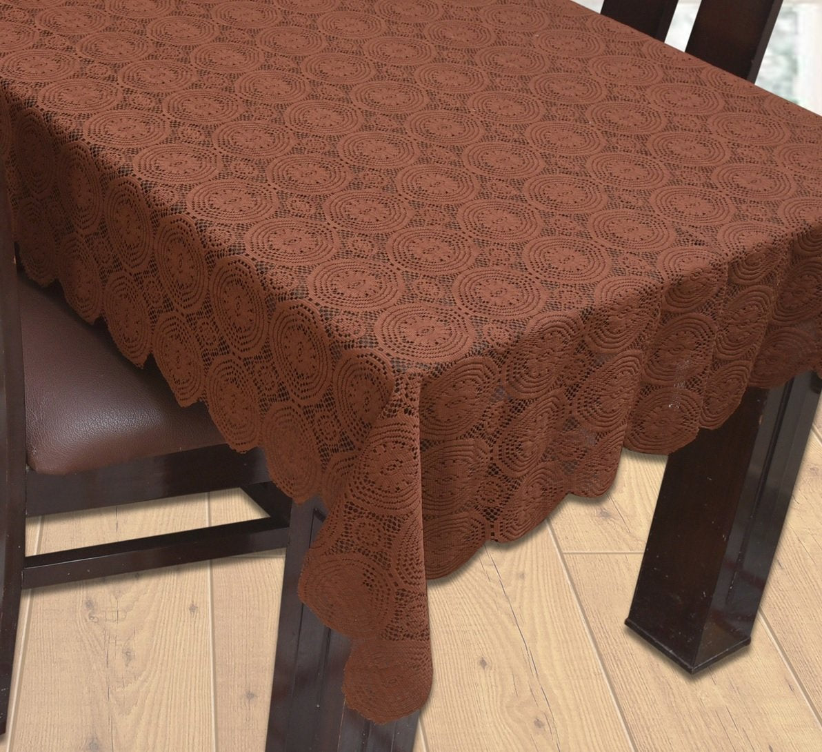 Weavers Villa Floral Cotton Net Rectangular 6 Seater Dining Table Cover (60x90 Inches, Pack of 1)