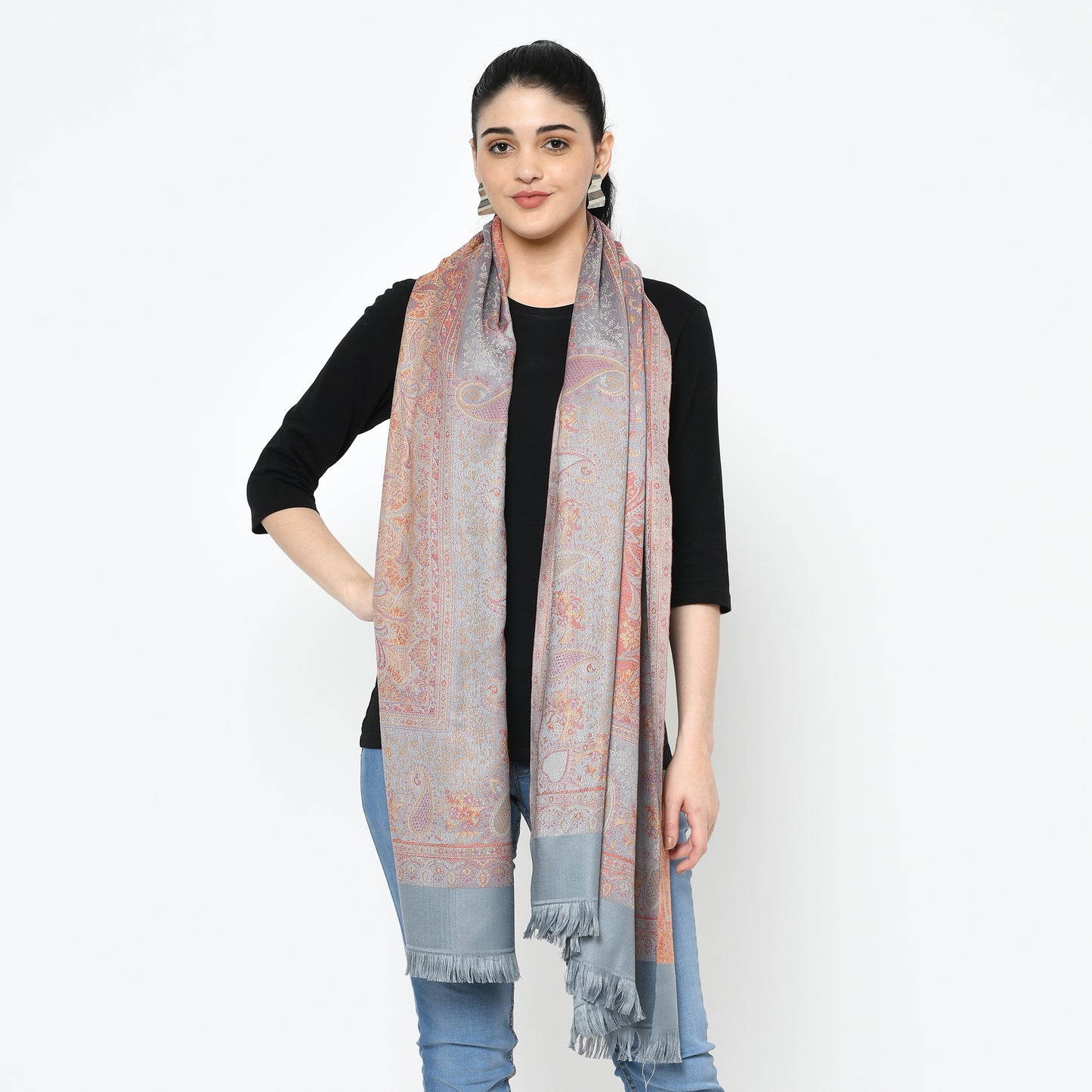 Weavers Villa Woolen Shawl for Women – Paisley Design, Soft & Warm, 100 × 200 CM