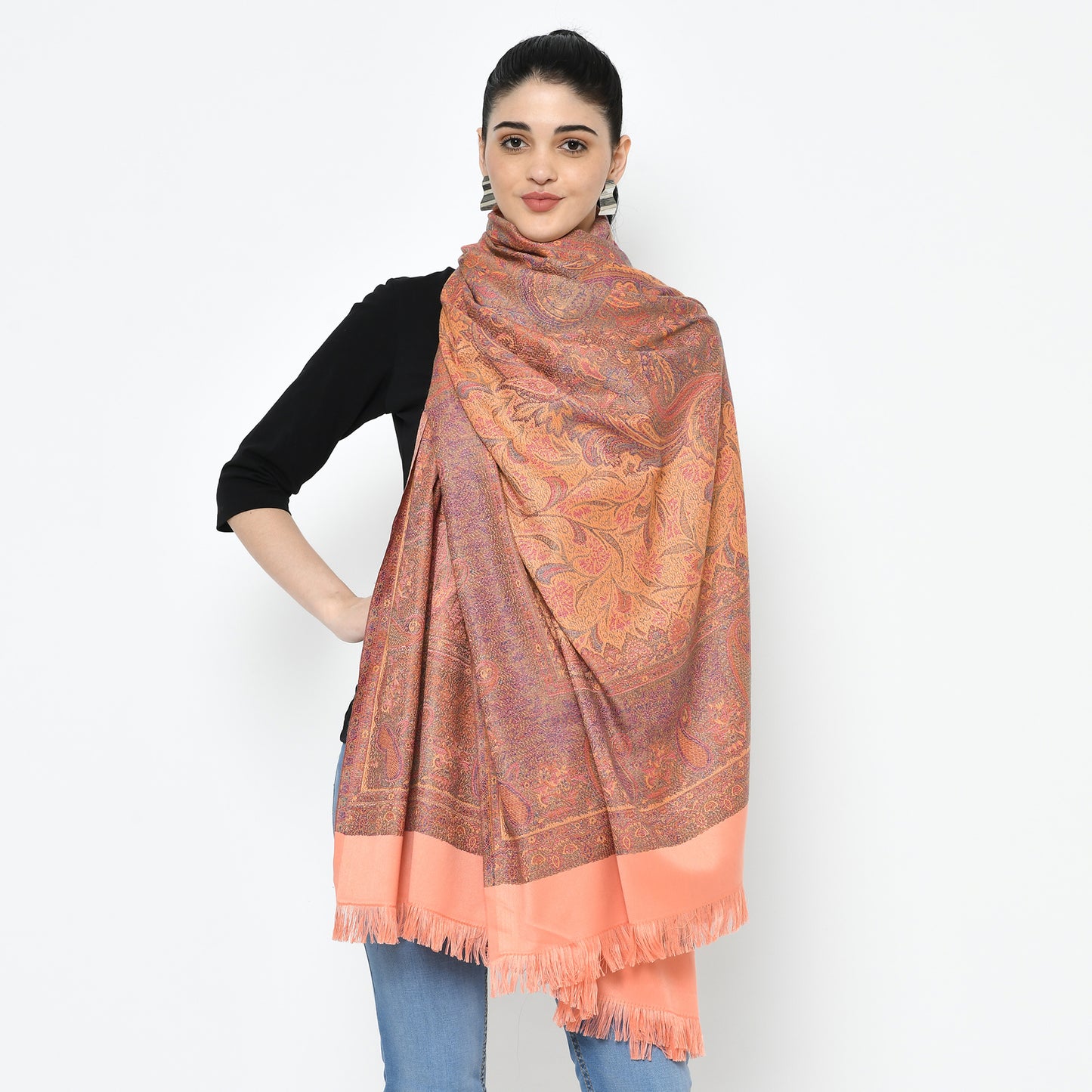 Weavers Villa Woolen Shawl for Women – Paisley Design, Soft & Warm, 100 × 200 CM