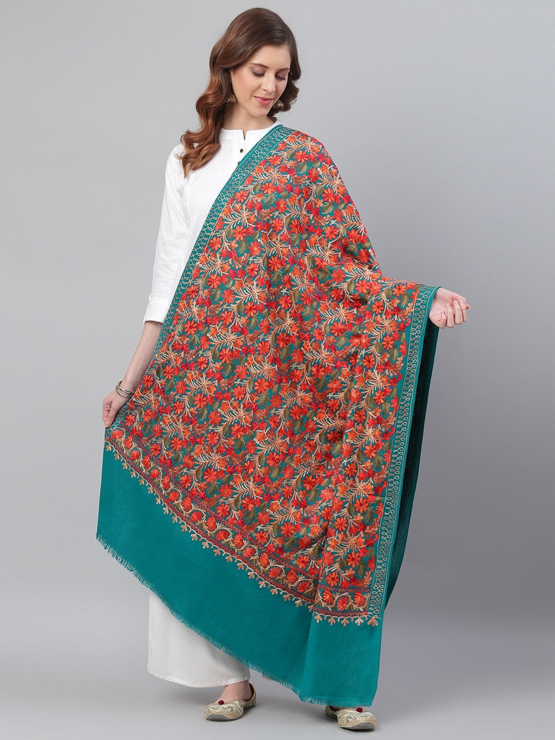 Women Aari Embroidered Shawl