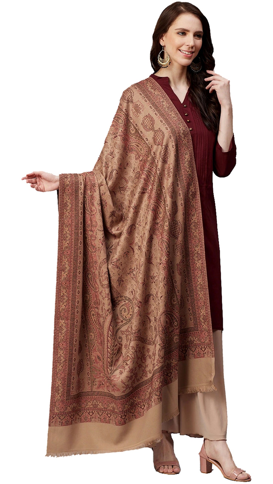 Women's Acro Wool Blend Woven Kashmiri Shawls