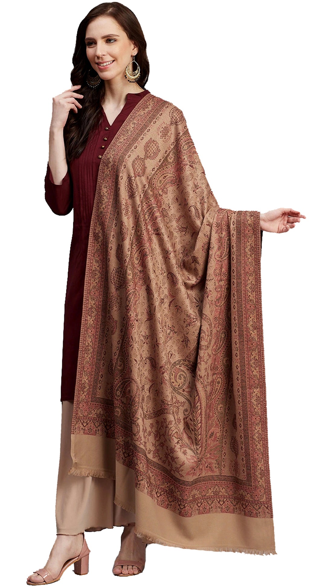 Women's Acro Wool Blend Woven Kashmiri Shawls