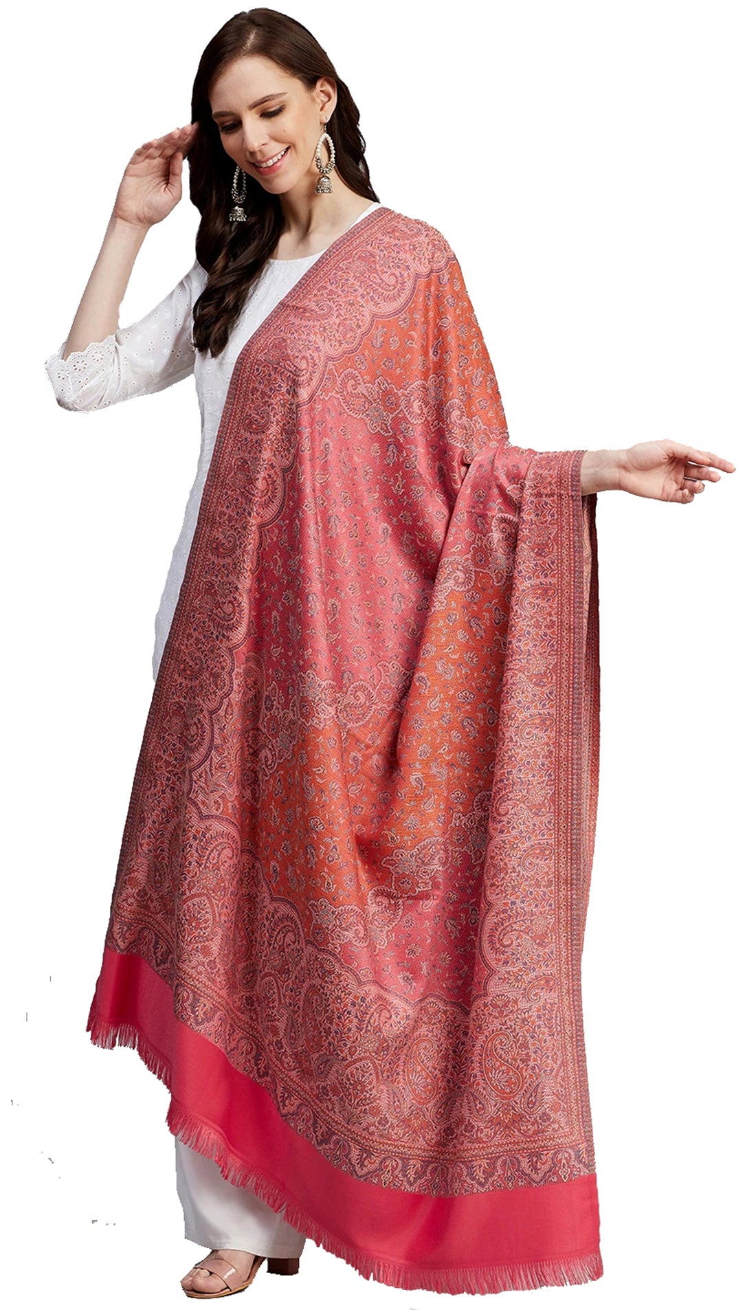 Women's Acro Wool Blend Woven Kashmiri Shawls