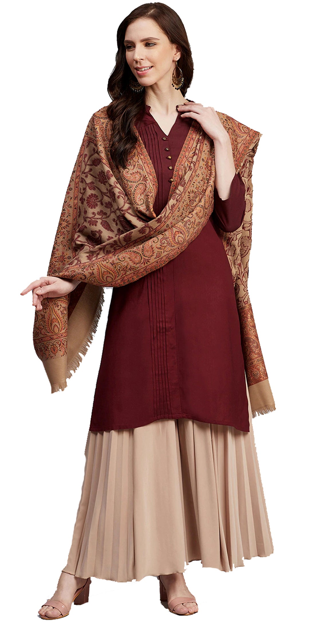 Women's Acro Wool Blend Woven Kashmiri Shawls