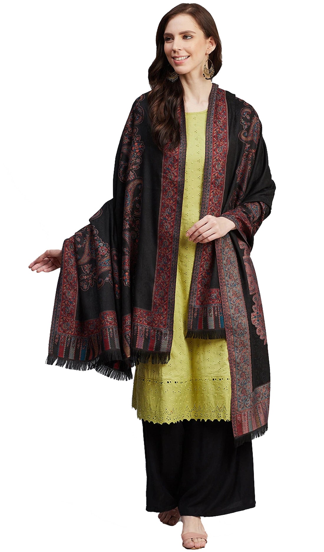 Women's Acro Wool Blend Woven Kashmiri Shawls