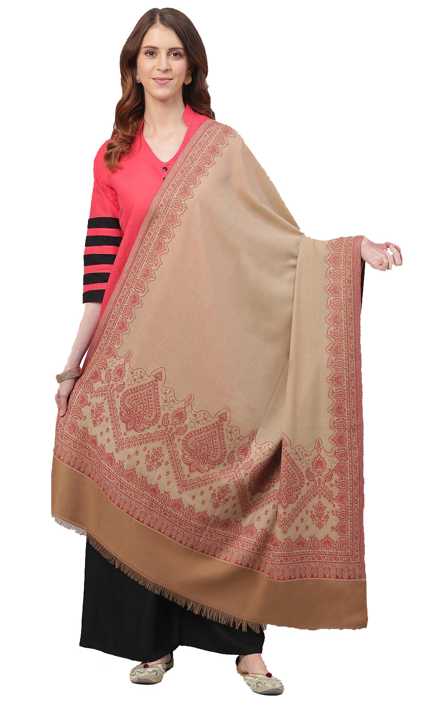 Weavers Villa Women's Acro Wool Blend Woven Kashmiri Shawls