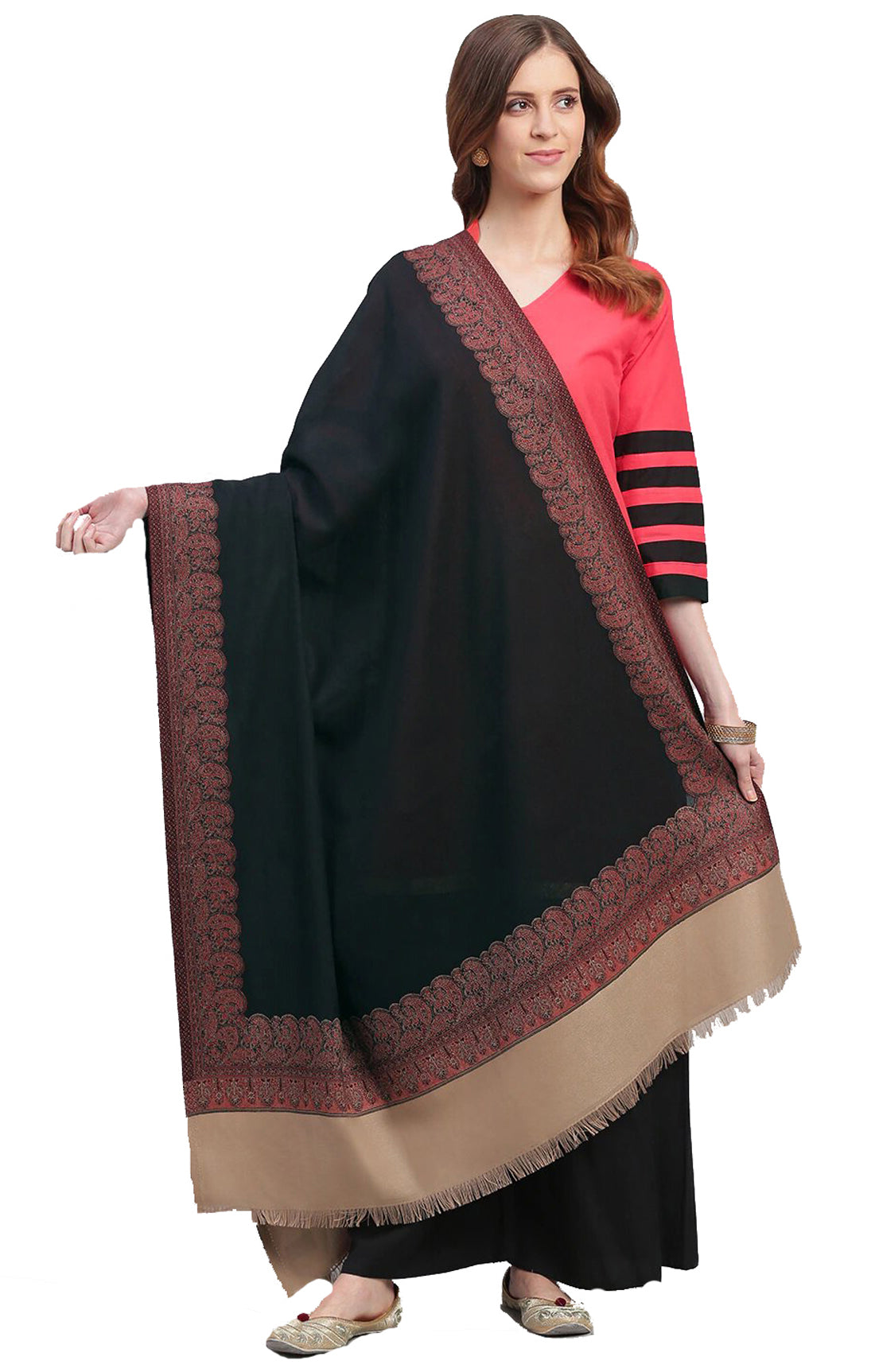 Weavers Villa Women's Acro Wool Blend Woven Kashmiri Shawls