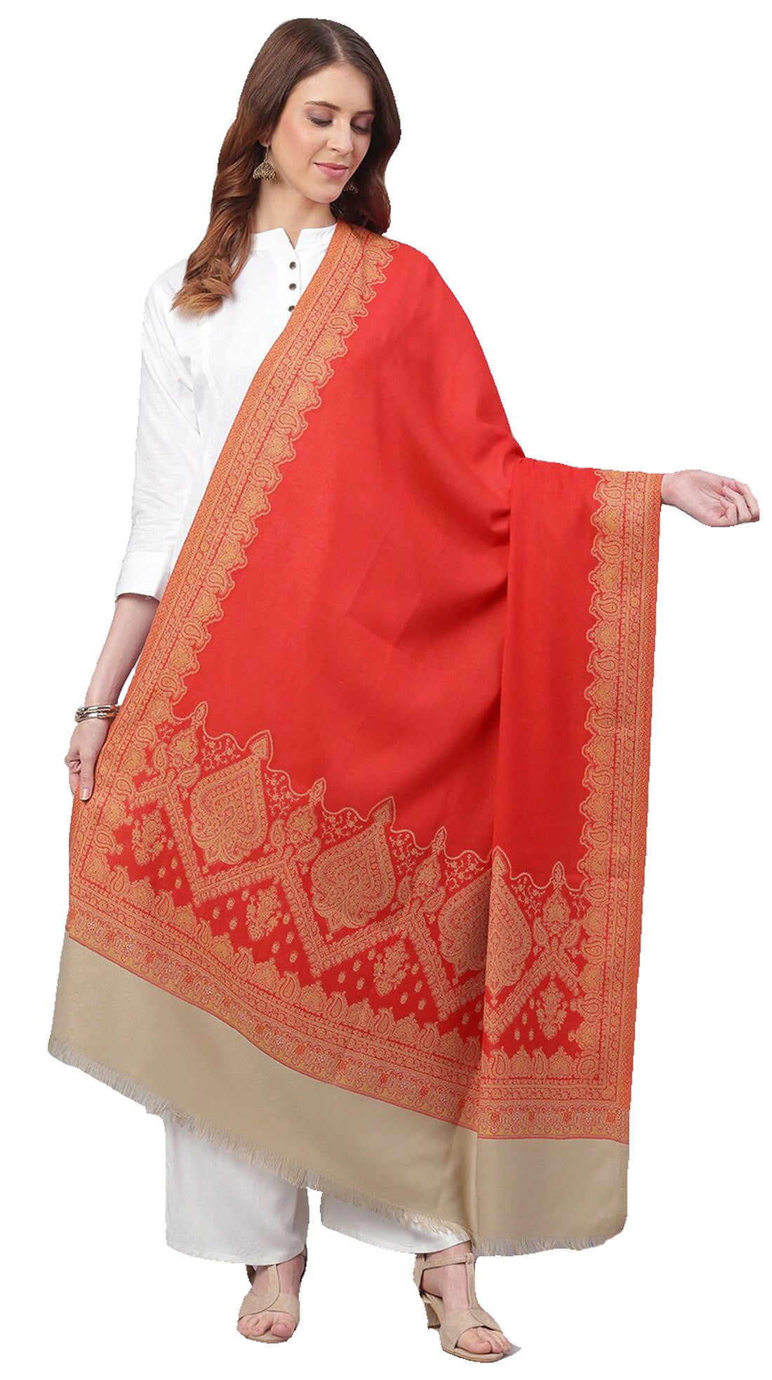 Weavers Villa Women's Acro Wool Blend Woven Kashmiri Shawls