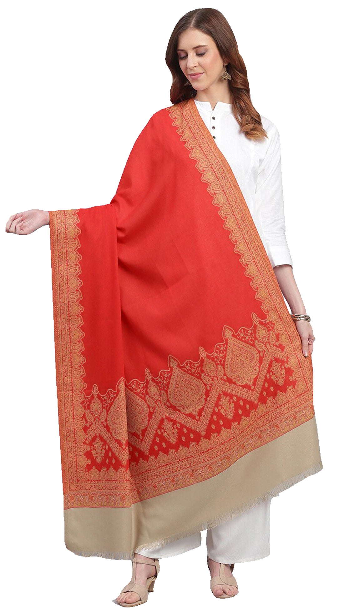 Weavers Villa Women's Acro Wool Blend Woven Kashmiri Shawls