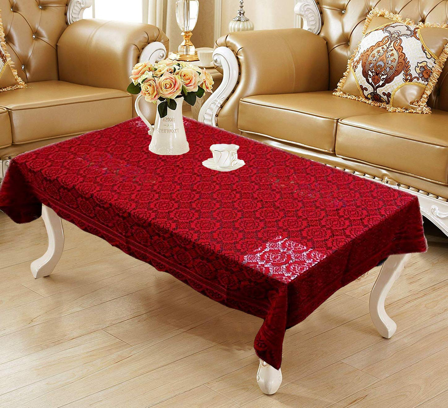Weavers Villa Floral Cotton Net 4 Seater Table Cover