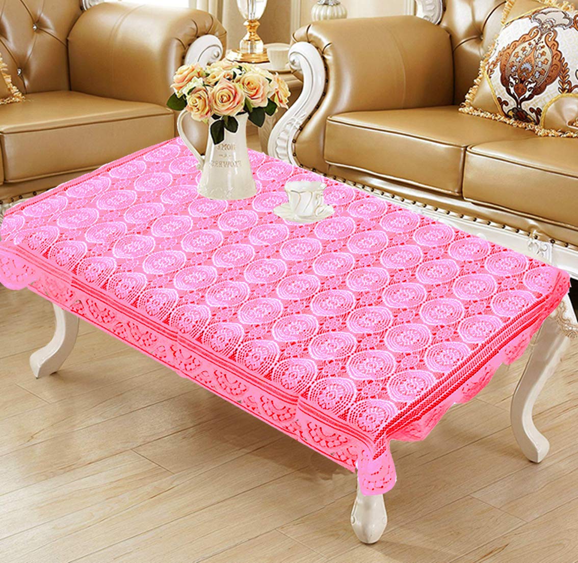 Weavers Villa Floral Cotton Net 4 Seater Table Cover