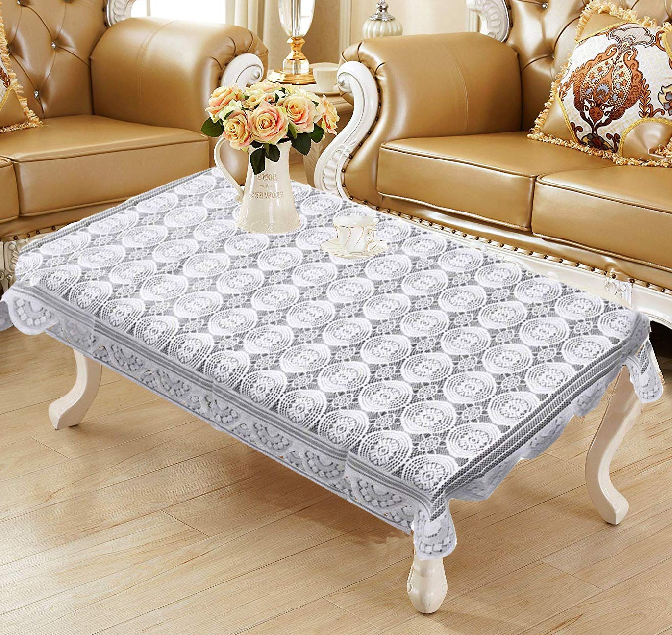 Weavers Villa Floral Cotton Net 4 Seater Table Cover
